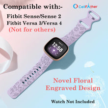 Load image into Gallery viewer, Floral Engraved Strap For Fitbit Versa 3 | Versa 4 Smartwatch Band (Lavender)