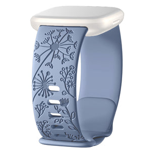 Floral Engraved Strap For Fitbit Sense | Sense 2 Smartwatch Band (Sky blue)