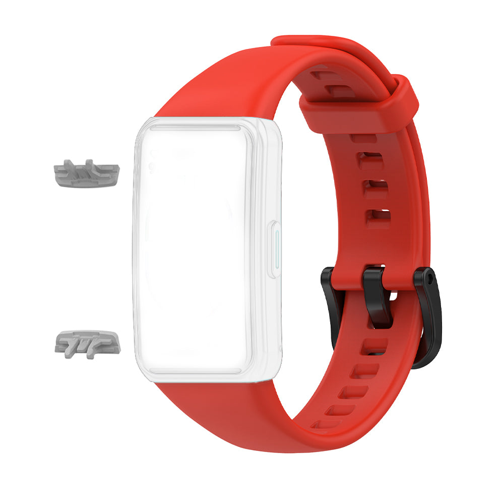 For Huawei Band 8 / Band 6 / Honor Band 7 / Band 6 / Band 6 Pro Clear TPU  Wrist Band Integrated Strap with Watch Case - Transparent Red Wholesale