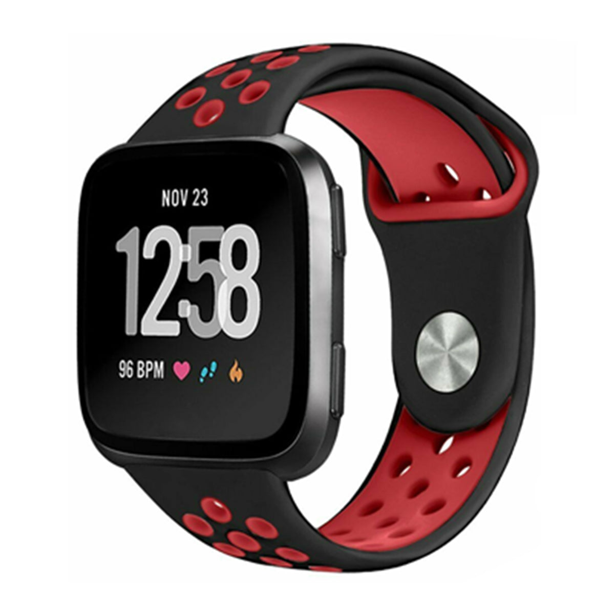 Silicone Strap For Fitbit Versa Versa 2 Versa Lite Edition Dotted Black Red